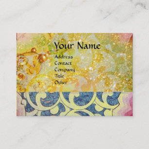 Cartão De Visita WAVES brilhante, vibrante, amarelo, azul brilha