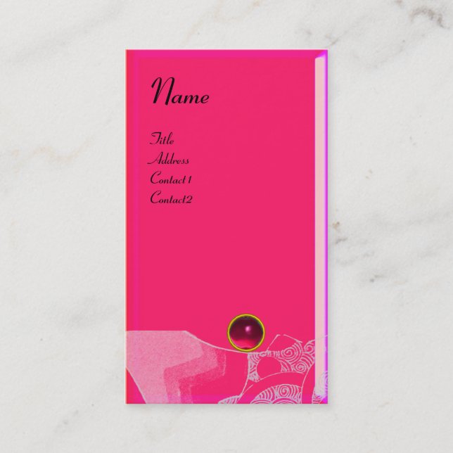 Cartão De Visita WAVES RUBY MONOGRAM, rosa vermelho preto (Frente)