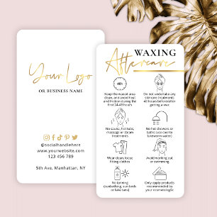 Cartão De Visita Waxing After Care Guide White & Dourado BeauBar