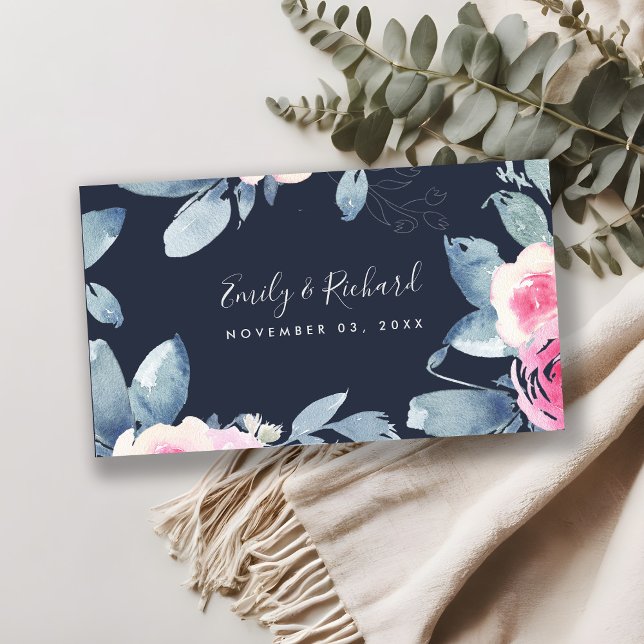 Cartão De Visita WEBSITE DE COR FLORAL AZUL marinho BLUH (Criador carregado)