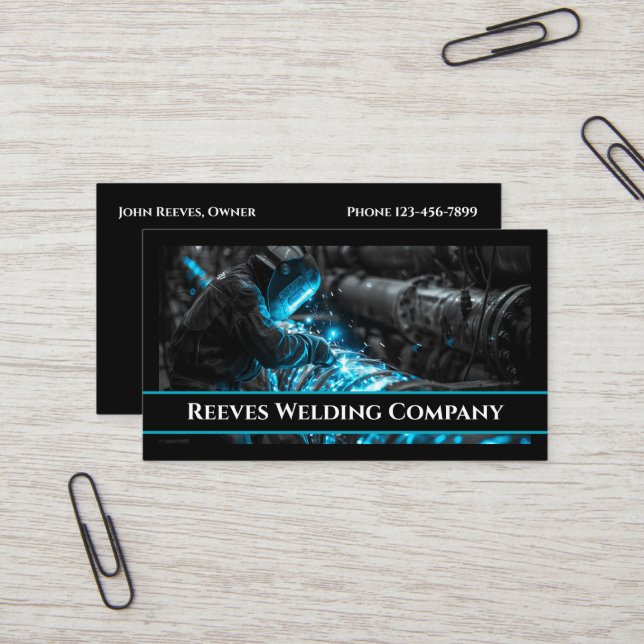 Cartão De Visita Welder Fabricator Contractor Service Business Card (Frente/Verso In Situ)