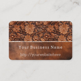 Cartão De Visita Western Brown Faux Leather Floral
