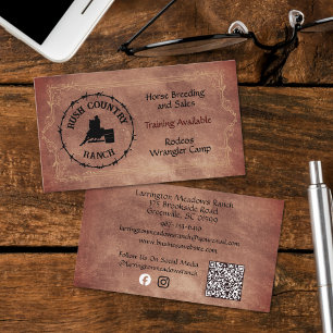 Cartão De Visita Western Horse Ranch Personale Logotipo QR Code