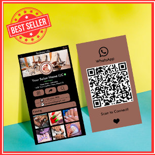 Cartão De Visita WhatsApp Nail Salon Terracotta Social Media QR