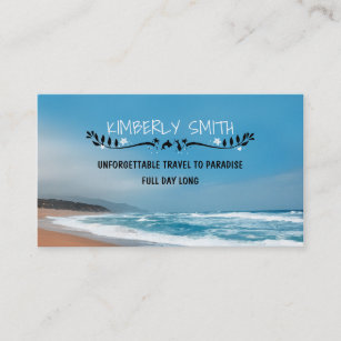 Cartão De Visita Whimsical Blue and Sandy Beach