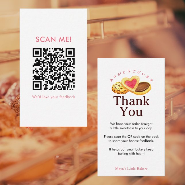 Cartão De Visita Whimsical Cookie Bakery Leave a Review QR Code (Criador carregado)