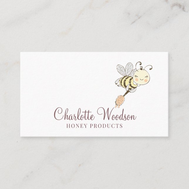 Cartão De Visita Whimsical Watercolor Abelhas (Frente)