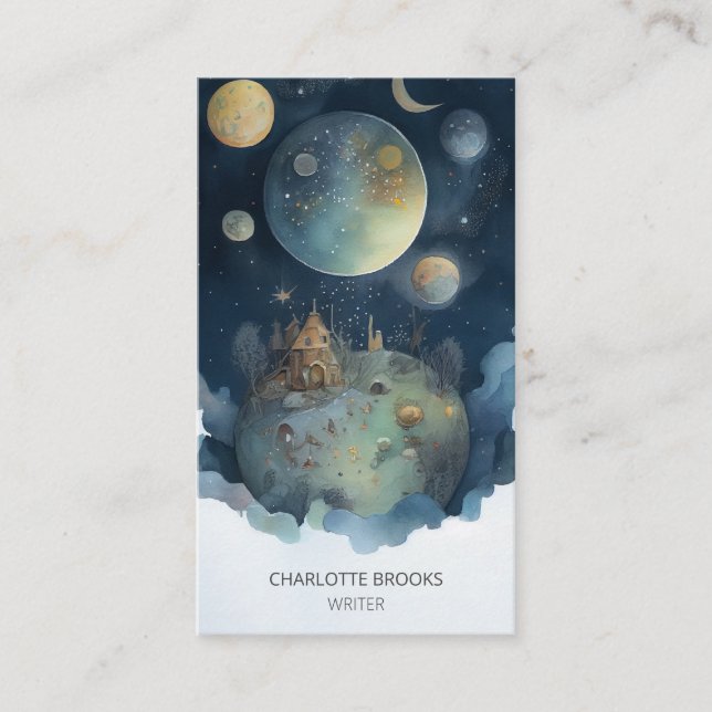Cartão De Visita Whimsical Watercolor Fantasy Autor (Frente)
