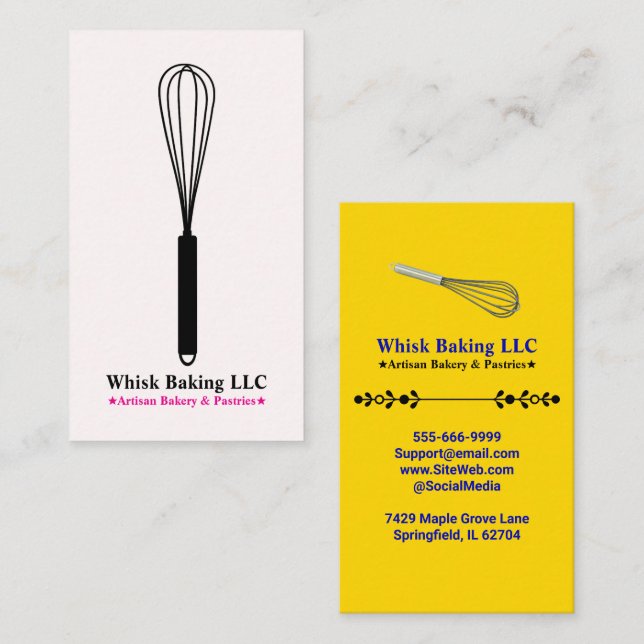 Cartão De Visita Whisk Chef & Caterer at the Bakery | Blush & Gold (Frente/Verso)