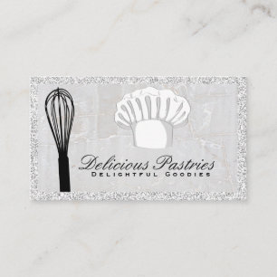 Cartão De Visita Whisk e Chef Hat   Marble