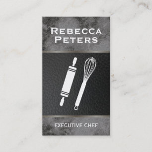 Cartão De Visita Whisk Rolling Pin Culinary Master Marble Negro