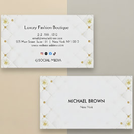 Cartão De Visita White and Gold Business Card Template