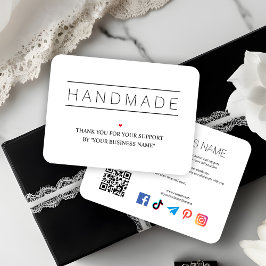 Cartão De Visita White Artisan Biz Modern Design QR & Social