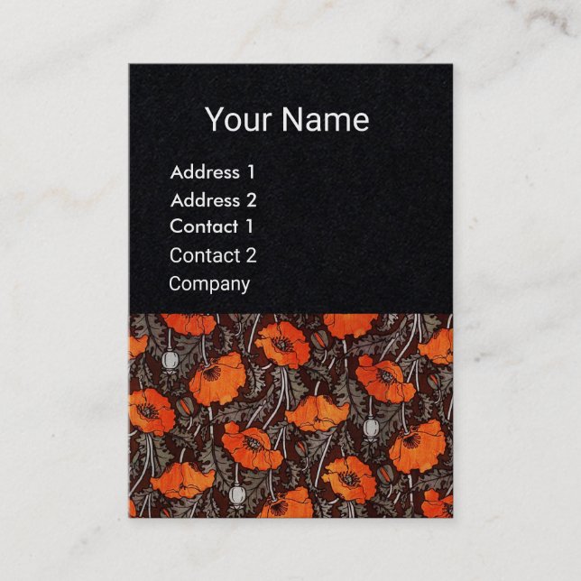 Cartão De Visita White Black Paper - Monograma Floral de POPPIES VE (Frente)