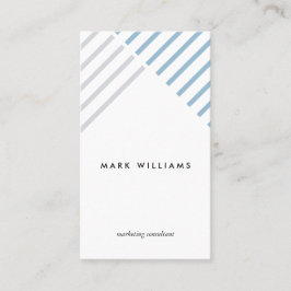 Cartão De Visita White blue grey stripes minimal modern simple card