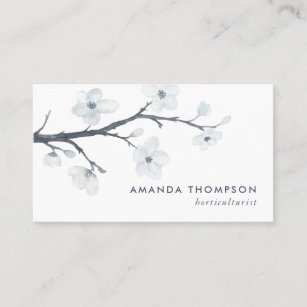 Cartão De Visita White Cherry Blossoms Floral