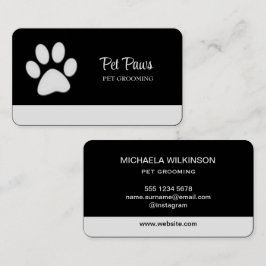 Cartão De Visita White Dog Paw no serviço de aliciamento de animais