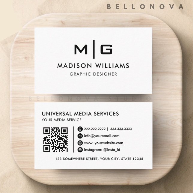 Cartão De Visita White E Black Personalizáveis (Customizable White And Black Professional Business Card)