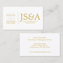 Cartão De Visita White Gold Law Firm Classic