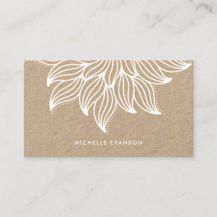 Cartão De Visita White Mandala Floral Boho Kraft