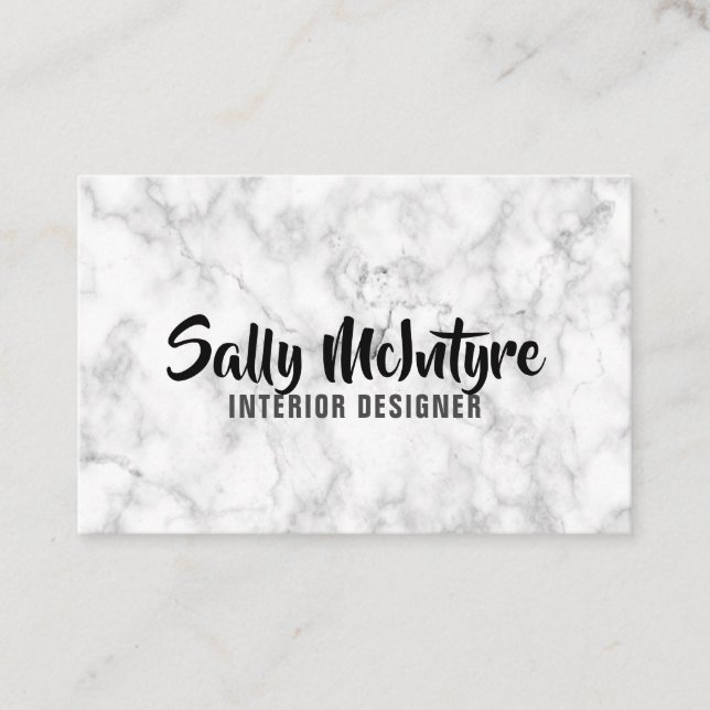 Cartão De Visita "White Marble" personalizado (Reino Unido/Euro) (Frente)