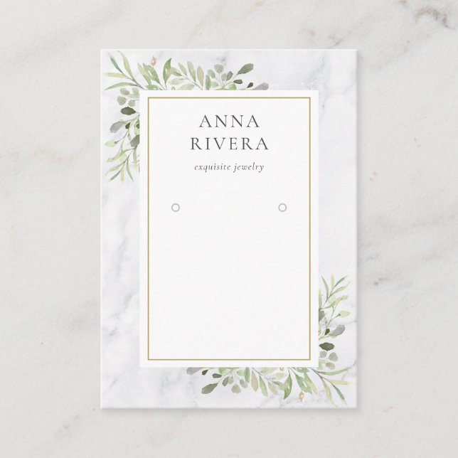 Cartão De Visita White Marble Watercolor - Vídeo Cinza Verde (Frente)