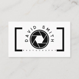 Cartão De Visita White Minimalist Camera Photographer Business Card