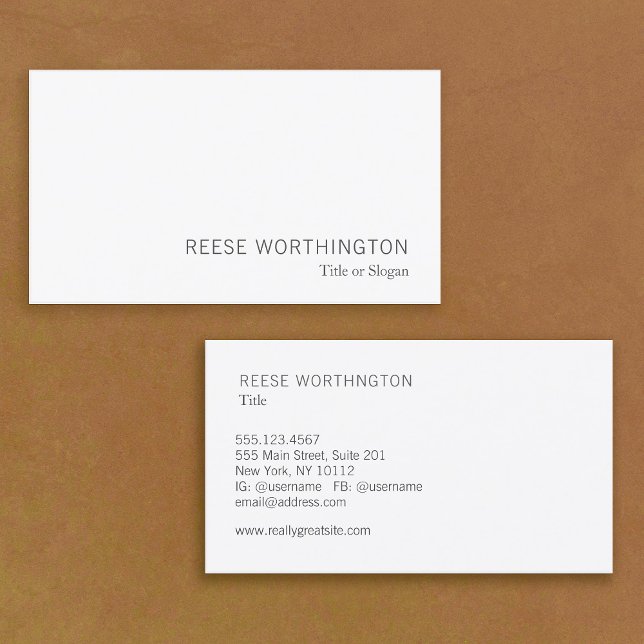 Cartão De Visita White Modern profissional (simple white business card)