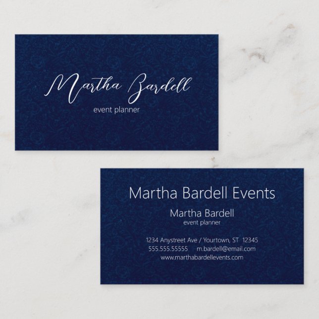 Cartão De Visita White on Black Signature Event Planner Adaptable (Frente/Verso)