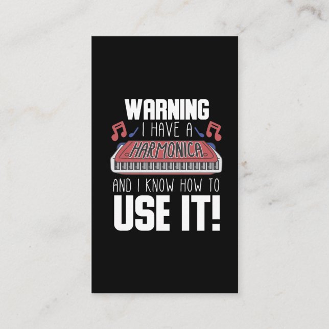 Cartão De Visita White Player Warning Blues Music Harp (Frente)