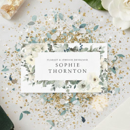 Cartão De Visita White roses elegant