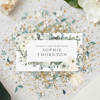 Cartão De Visita White roses elegant