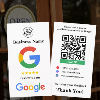 Cartão De Visita White Small Business Google Review Modelo