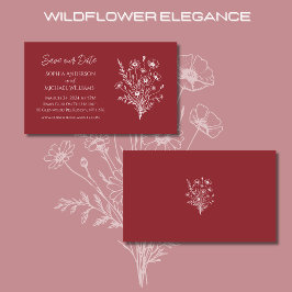 Cartão De Visita Wildflower Elegance Wedding-Save Date-