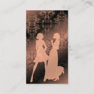 Cartão De Visita Wildflowers do damasco, preto completo das sombras