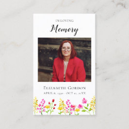 Cartão De Visita Wildflowers Floral Funeral Prayer Memorial Card