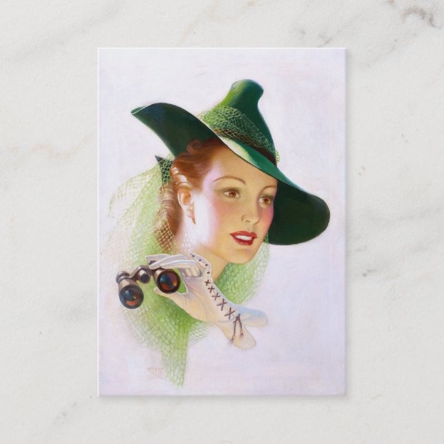 Cartão De Visita William Fulton Soare: Mulher com binocular (Frente)