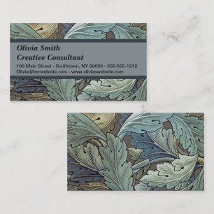 Cartão De Visita William Morris Acanthus Sage Flor de Floral Botâni