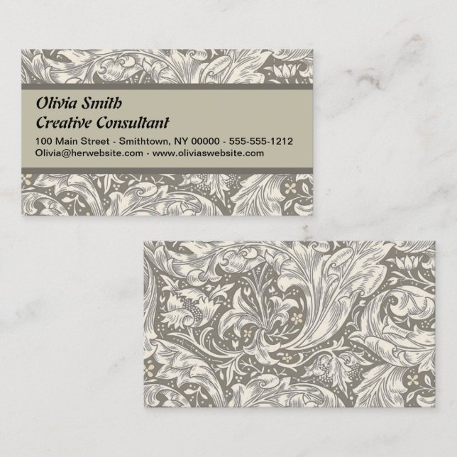 Cartão De Visita William Morris Botão Solteiro Flor Bot (Frente/Verso)