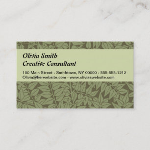 Cartão De Visita William Morris Branch Folha Floral Design