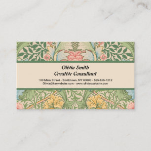 Cartão De Visita William Morris Flor de Murta Floral Botânico
