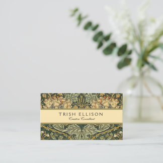 Cartão De Visita William Morris Honeysuckle Green Floral