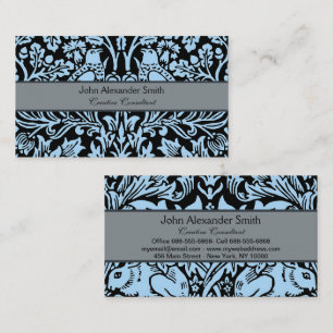 Cartão De Visita William Morris Irmão Coelho Azul Claro Preto