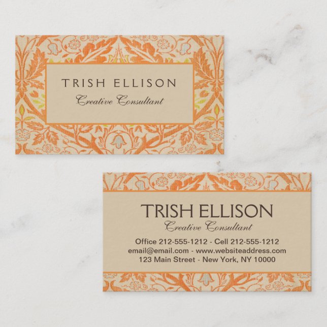 Cartão De Visita William Morris Ouro Bough Tapeçaria (Frente/Verso)