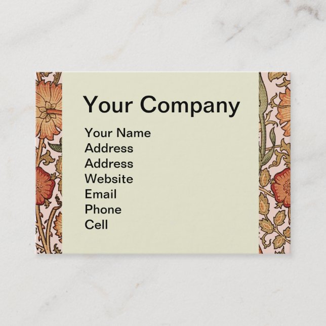 Cartão De Visita William Morris Pink Rose Flower Wallpaper Padrão (Frente)