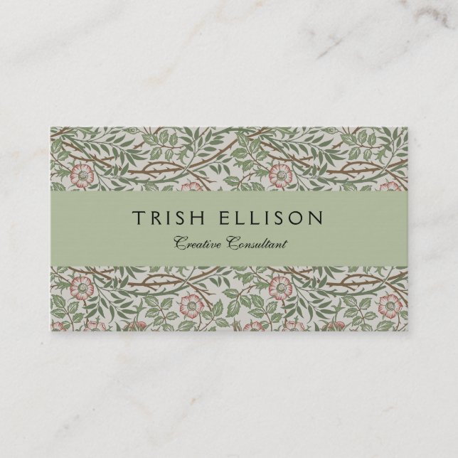 Cartão De Visita William Morris Sweetbriar Floral Art Nouveau (Frente)