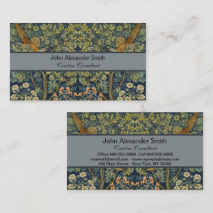 Cartão De Visita William Morris Vintage Faisão Esquilo Flor
