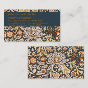 Cartão De Visita William Morris Vintage Trent Azul Padrão Floral