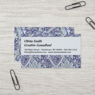Cartão De Visita William Morris Windrush Padrão Floral Azul