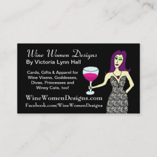 Cartão De Visita WineWomenDesigns.com que caracteriza o Vixen do